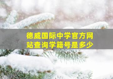 德威国际中学官方网站查询学籍号是多少