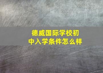 德威国际学校初中入学条件怎么样