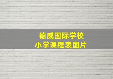 德威国际学校小学课程表图片