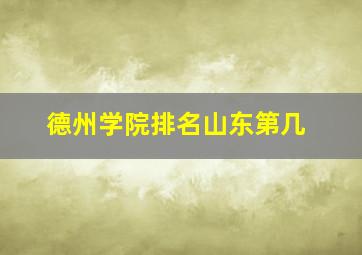 德州学院排名山东第几