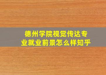 德州学院视觉传达专业就业前景怎么样知乎