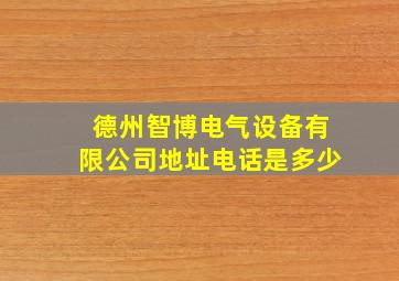 德州智博电气设备有限公司地址电话是多少