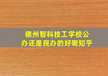 德州智科技工学校公办还是民办的好呢知乎