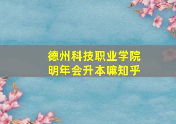 德州科技职业学院明年会升本嘛知乎