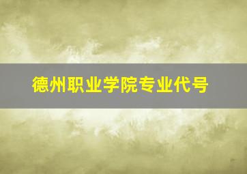 德州职业学院专业代号