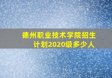 德州职业技术学院招生计划2020级多少人