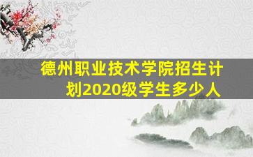 德州职业技术学院招生计划2020级学生多少人