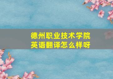 德州职业技术学院英语翻译怎么样呀