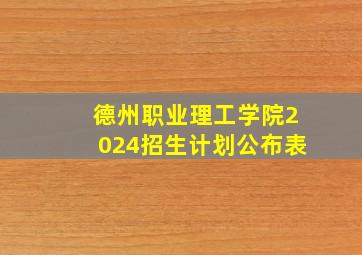 德州职业理工学院2024招生计划公布表