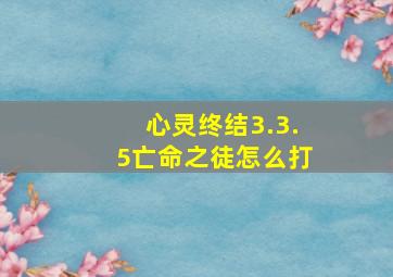 心灵终结3.3.5亡命之徒怎么打