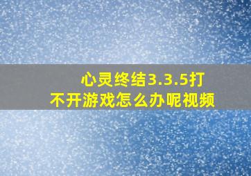 心灵终结3.3.5打不开游戏怎么办呢视频