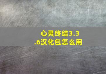 心灵终结3.3.6汉化包怎么用