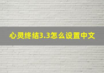 心灵终结3.3怎么设置中文