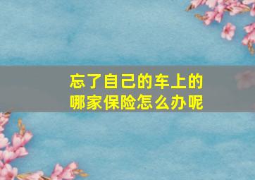 忘了自己的车上的哪家保险怎么办呢