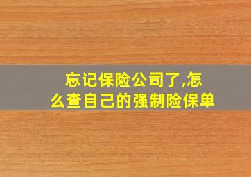 忘记保险公司了,怎么查自己的强制险保单