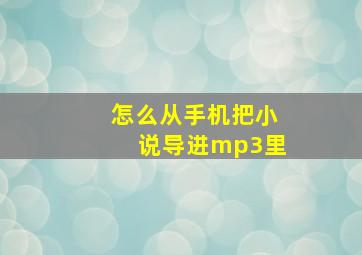 怎么从手机把小说导进mp3里