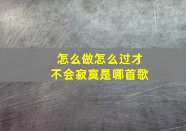 怎么做怎么过才不会寂寞是哪首歌