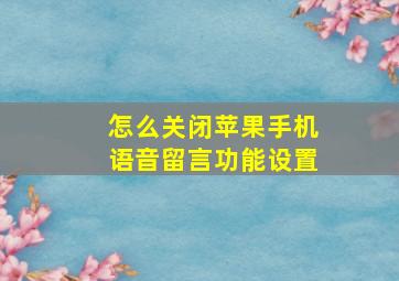 怎么关闭苹果手机语音留言功能设置