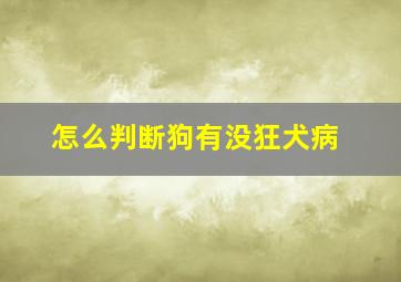 怎么判断狗有没狂犬病