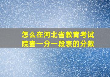 怎么在河北省教育考试院查一分一段表的分数