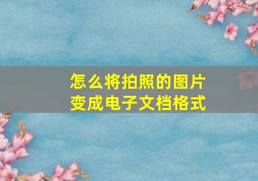 怎么将拍照的图片变成电子文档格式