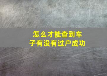 怎么才能查到车子有没有过户成功