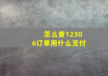 怎么查12306订单用什么支付