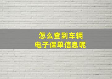 怎么查到车辆电子保单信息呢