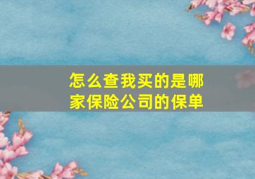 怎么查我买的是哪家保险公司的保单