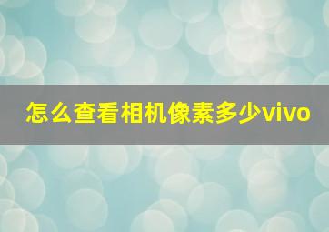 怎么查看相机像素多少vivo