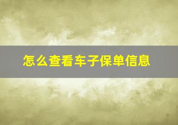 怎么查看车子保单信息