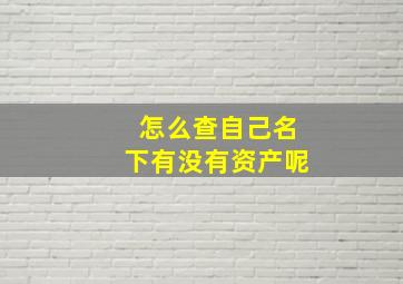 怎么查自己名下有没有资产呢