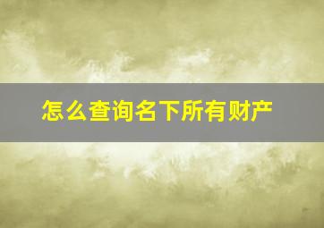 怎么查询名下所有财产