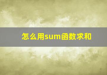 怎么用sum函数求和