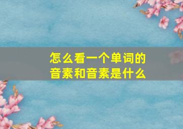 怎么看一个单词的音素和音素是什么