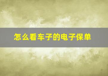 怎么看车子的电子保单