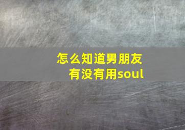 怎么知道男朋友有没有用soul