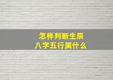 怎样判断生辰八字五行属什么