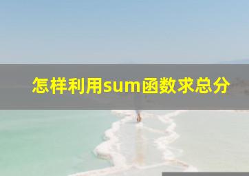 怎样利用sum函数求总分