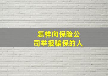 怎样向保险公司举报骗保的人