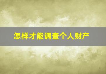 怎样才能调查个人财产