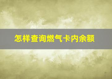 怎样查询燃气卡内余额