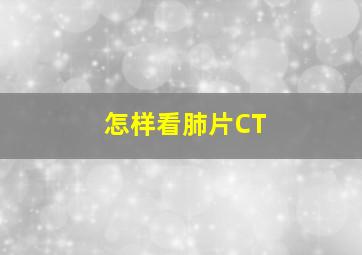 怎样看肺片CT