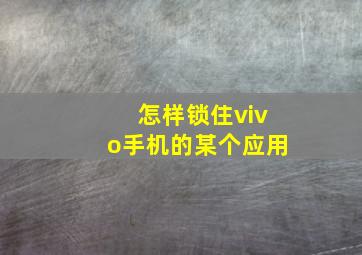 怎样锁住vivo手机的某个应用