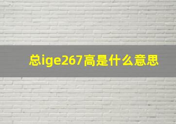 总ige267高是什么意思