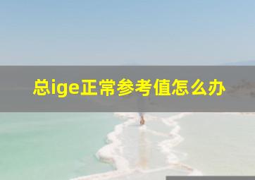 总ige正常参考值怎么办