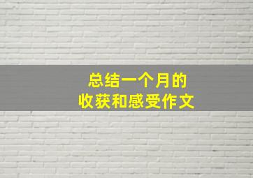 总结一个月的收获和感受作文