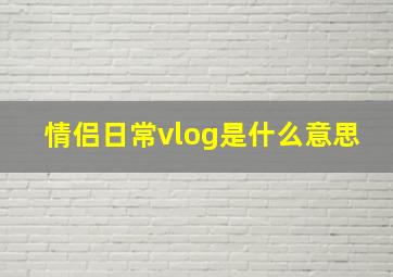 情侣日常vlog是什么意思