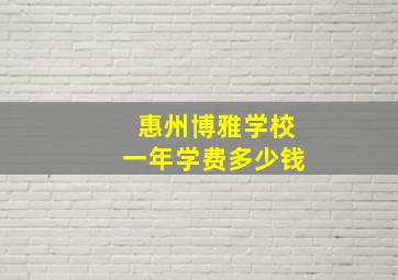 惠州博雅学校一年学费多少钱