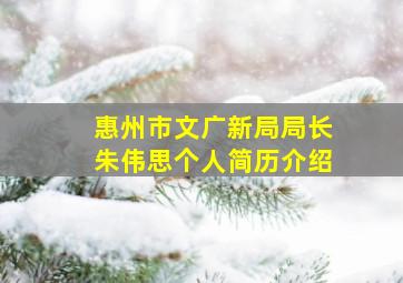 惠州市文广新局局长朱伟思个人简历介绍